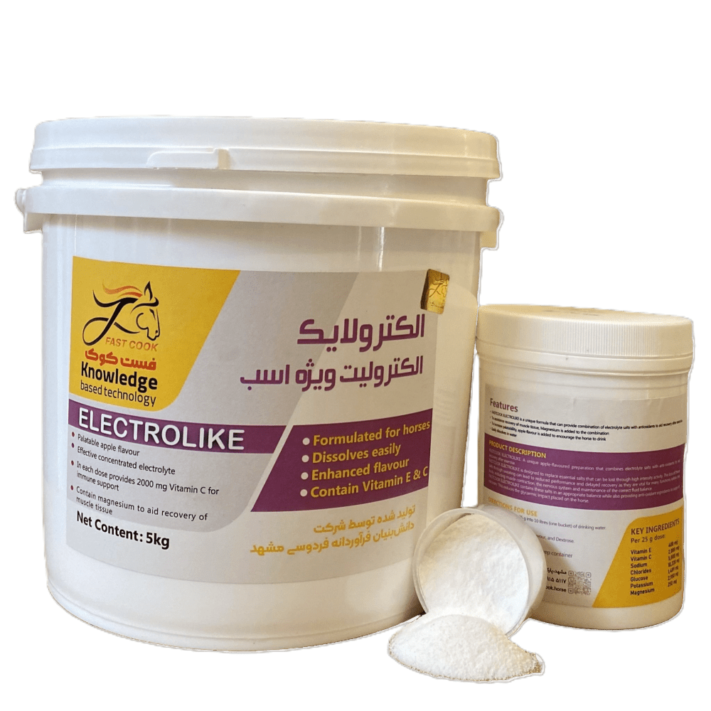 مکمل تامین الکترولیت اسب فست‌کوک با فرمولی تخصصی برای اسب‌های ورزشی، مناسب هوای گرم و تمرین شدید. حاوی آنتی‌اکسیدان‌ها، ویتامین‌ها برای تقویت سیستم ایمنی.