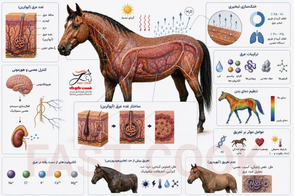 عرق کردن اسب‌ها | ۲۰ نکته مهم درباره تعریق، علت‌ها و مراقبت‌ها
